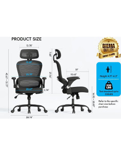 Silla de Oficina Ergonómica TRALT con Soporte Lumbar Negro 2