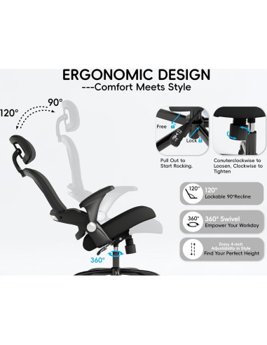 Silla de Oficina Ergonómica TRALT con Soporte Lumbar Negro