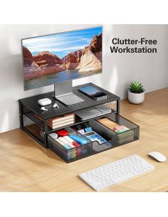 Soporte para Monitor HUANUO con Cajón y Almacenamiento 2 Niveles 2