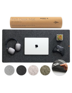 Alfombrilla de Escritorio Grande Nordik 89x43 cm Fieltro Carbón
