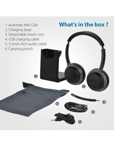 Auriculares Bluetooth Avantree Alto Clair con micrófono y carga