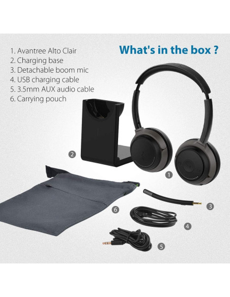 Auriculares Bluetooth Avantree Alto Clair con micrófono y carga