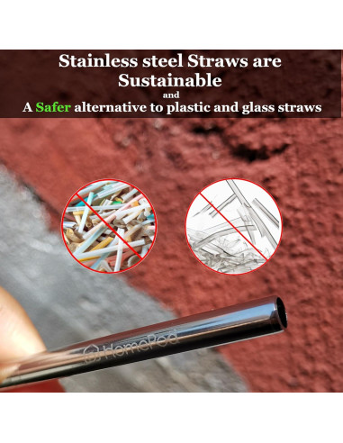 Set de 2 Pajitas Reutilizables Acero Inoxidable 23 cm HomeRod