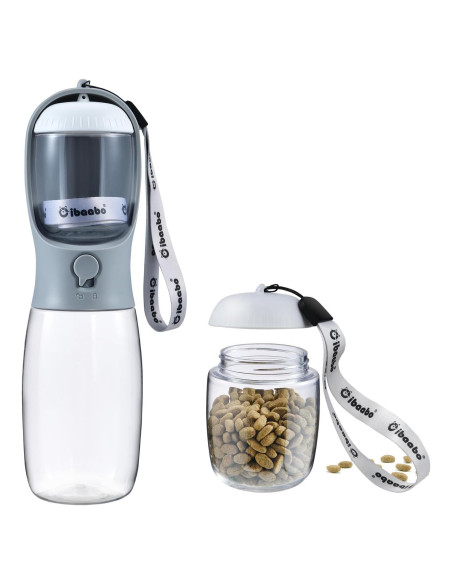 Botella de Agua para Perros Cibaabo 550ml con Comedero