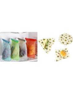 Set de Almacenamiento Ecológico 7 Piezas Silicona y Cera de Abeja 2