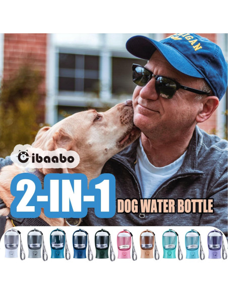 Botella de Agua para Perros Cibaabo 550ml con Comedero