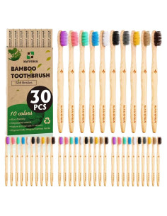 30 Cepillos de Dientes de Bambú Navona, Suaves y Ecológicos
