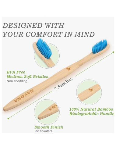 30 Cepillos de Dientes de Bambú Navona, Suaves y Ecológicos