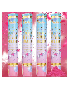 Cañón de Confeti Revelación de Género - 4 Poppers Rosa