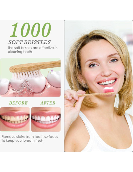 30 Cepillos de Dientes de Bambú Navona, Suaves y Ecológicos
