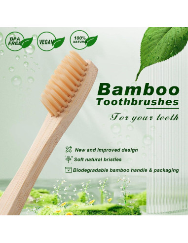 120 Cepillos de Dientes de Bambú Sieral - Cerda Suave, 17.5 cm