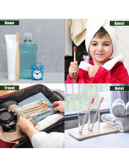 120 Cepillos de Dientes de Bambú Sieral - Cerda Suave, 17.5 cm