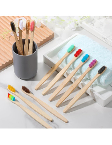 120 Cepillos de Dientes de Bambú Sieral - Cerda Suave, 17.5 cm