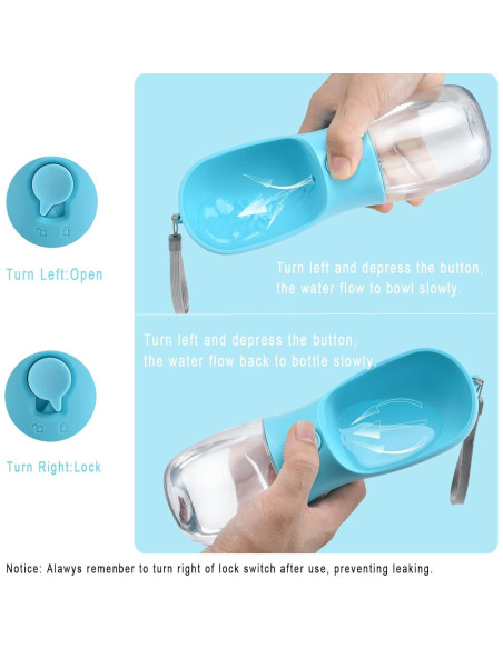 Botella de Agua para Perros Cibaabo 550ml con Comedero