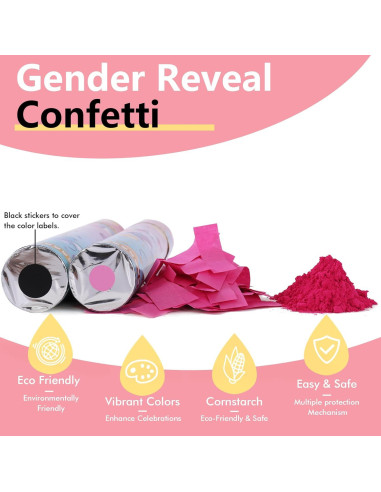 Cañón de Confeti Revelación de Género - 4 Poppers Rosa