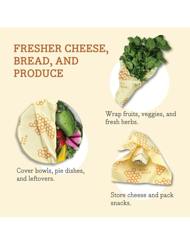 Envolturas de Cera de Abeja 3PK Grande - Ecológicas y Reutilizables