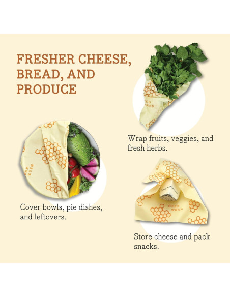 Envolturas de Cera de Abeja 3PK Grande - Ecológicas y Reutilizables