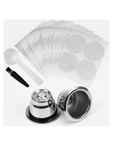 Cápsulas de Café Reutilizables PHMEZLF 2 Tazas + 100 Tapas