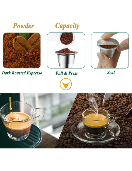 Cápsulas Reutilizables CAPMESSO para Nespresso OriginalLine - 2 Unidades + 100 Tapas