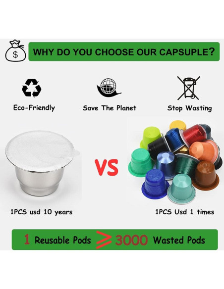 Cápsulas de Café Reutilizables PHMEZLF 2 Tazas + 100 Tapas