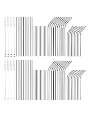 100 Pajitas Reutilizables Acero Inoxidable Tergy 21.6cm 26.7cm