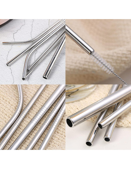 100 Pajitas Reutilizables Acero Inoxidable Tergy 21.6cm 26.7cm