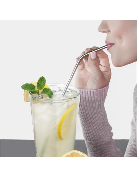 100 Pajitas Reutilizables Acero Inoxidable Tergy 21.6cm 26.7cm