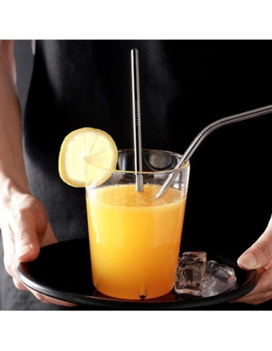 100 Pajitas Reutilizables Acero Inoxidable Tergy 21.6cm 26.7cm