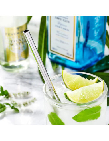 100 Pajitas Reutilizables Acero Inoxidable Tergy 21.6cm 26.7cm