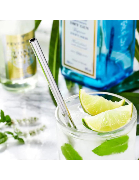 100 Pajitas Reutilizables Acero Inoxidable Tergy 21.6cm 26.7cm