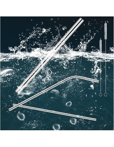 100 Pajitas Reutilizables Acero Inoxidable Tergy 21.6cm 26.7cm