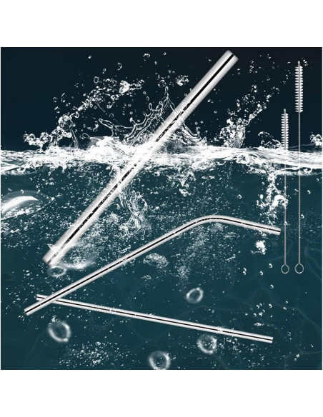 100 Pajitas Reutilizables Acero Inoxidable Tergy 21.6cm 26.7cm