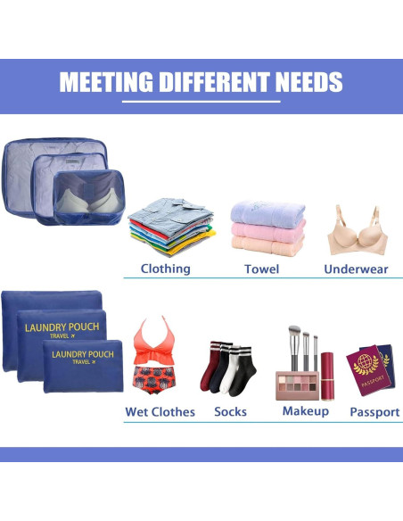 Set de 12 Cubos de Empaque INVODA para Viaje - Organizador Liviano