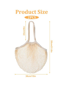 Bolsas de Compras de Malla Reutilizables Piriuuo 55x38cm Beige 2