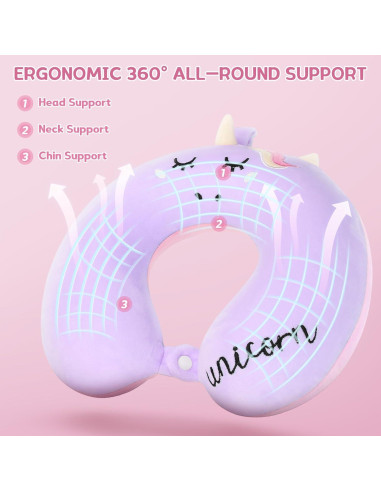 Almohada de Cuello de Espuma de Memoria OBloved Unicornio