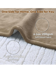 Manta Eléctrica Bearhug 196x213 cm Taupe Terciopelo Sherpa 2