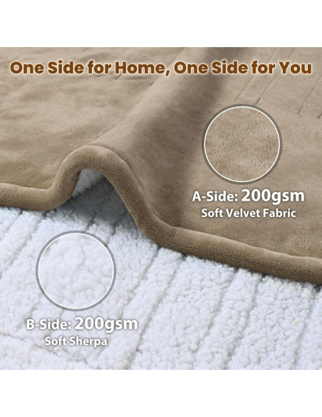 Manta Eléctrica Bearhug 196x213 cm Taupe Terciopelo Sherpa