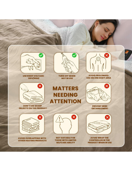 Manta Eléctrica Bearhug 196x213 cm Taupe Terciopelo Sherpa