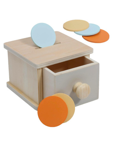Caja de Monedas Montessori Mama - Juguete de Madera 12.7x11.4 cm