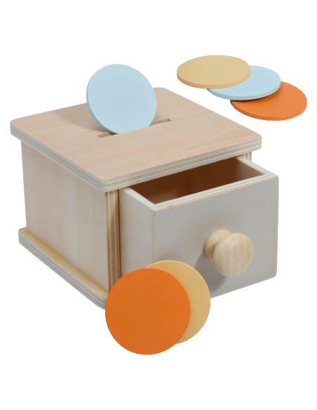 Caja de Monedas Montessori Mama - Juguete de Madera 12.7x11.4 cm