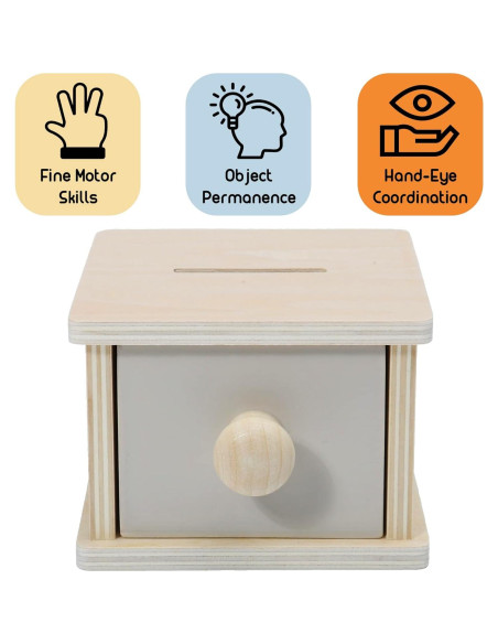 Caja de Monedas Montessori Mama - Juguete de Madera 12.7x11.4 cm