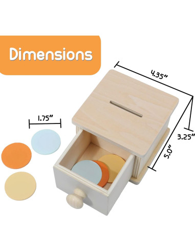 Caja de Monedas Montessori Mama - Juguete de Madera 12.7x11.4 cm