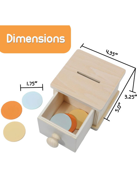 Caja de Monedas Montessori Mama - Juguete de Madera 12.7x11.4 cm