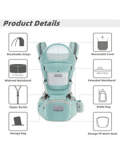Portabebés Ergonómico YSSKTC Verde 6 en 1 3-20 kg 2