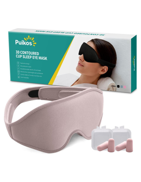 Máscara para Dormir Puikos 3D Rosa Ajustable Bloqueo Luz Máscara para Dormir Puikos 3D Rosa Ajustable Bloqueo Luz