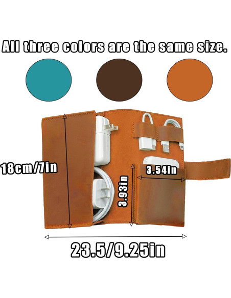 Estuche Organizador Electrónico de Viaje Cuero Café 18x23.5cm