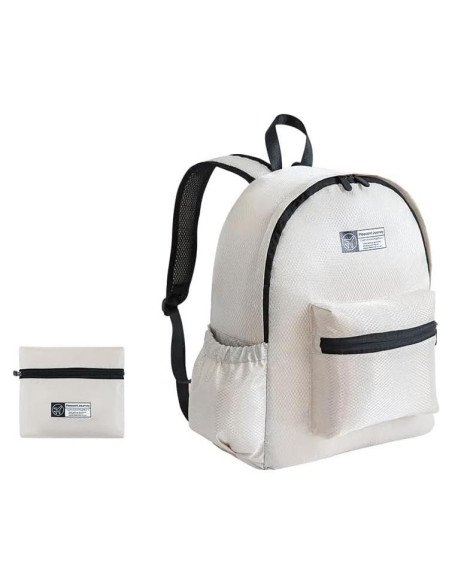 Mochila Plegable Ligera Impermeable Beige 40x31x13 cm