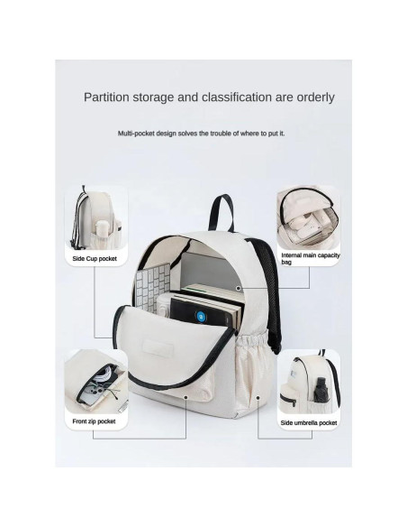 Mochila Plegable Ligera Impermeable Beige 40x31x13 cm