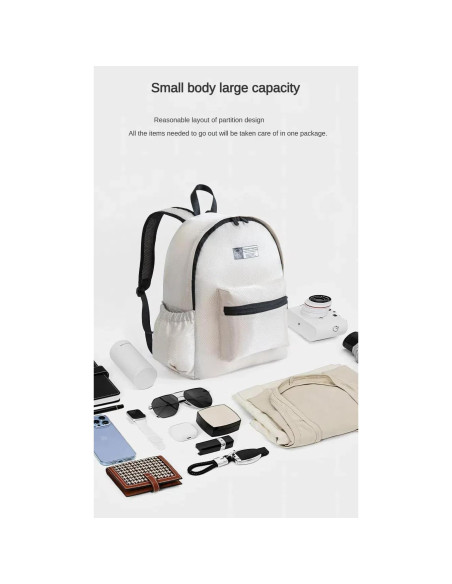 Mochila Plegable Ligera Impermeable Beige 40x31x13 cm