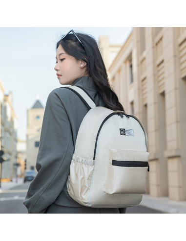 Mochila Plegable Ligera Impermeable Beige 40x31x13 cm